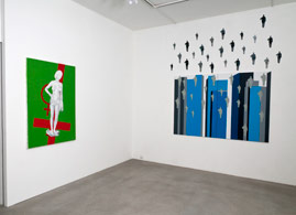 A Gauche: Femme sur Croix, 2010, A Droite: Magritte reloaded, 2011, collection privée